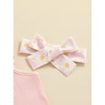 thumbnail image 4 of Suealasg 3 6 12 18 Months Baby Girls Clothes Sleeveless Ribbed Romper Daisy Print Shorts Headband Sets Newborn Girls 3Pcs Summer Outfits, 4 of 6