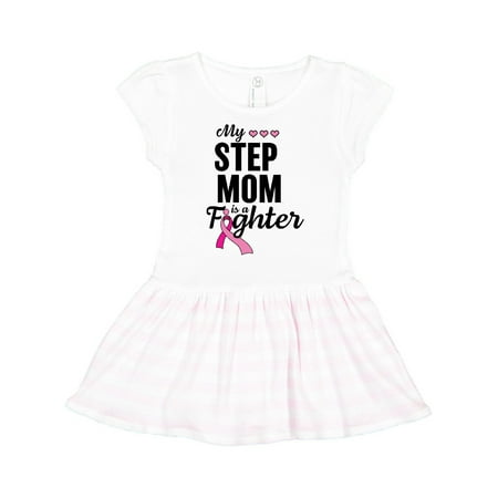 

Inktastic Breast Cancer Awareness My Step Mom is a Fighter Gift Toddler Girl Dress