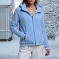 thumbnail image 6 of Winter Warm Women Fleece Hooded Sweatshirt Lightweight Full Zip Long Sleeve Fuzzy Jackets with Large Front Pockets, 6 of 8