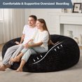 thumbnail image 5 of Hobestluk 6ft Large Bean Bag Chair for Adults, Chevron Plush Fur Cover Beanbag Sofa for Living Room Bedroom Dorm Office, Black （70"x70"x15"）, 5 of 8