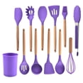 thumbnail image 2 of maskred 12 Pieces Kitchen Cooking Tools Set with Holder Silicone Heat Resistant Egg Beater Baking Cookware Household Accessories Purple, 2 of 6