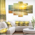 thumbnail image 1 of Bright Yellow Sunset Beach Panorama - Modern Seascape Canvas Artwork, 1 of 3