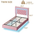 thumbnail image 5 of 4 EVER WINNER Twin Floating Bed Frame with LED Lights, LED Upholstered&nbsp;Platform Bed Frame with Diamond Tufted Headboard, Pink LED Bed Frame for Bedroom, Pink, 5 of 7