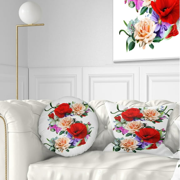 Designart Floral Figure with Variety of Flowers - Floral Throw Pillow - 12x20