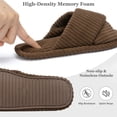 thumbnail image 2 of Goewy Women's Open Toe Slippers with Memory Foam, Anti-Skid Indoor Outdoor House Shoes, Fuzzy Corduroy, Brown, Size 5-6, 2 of 5