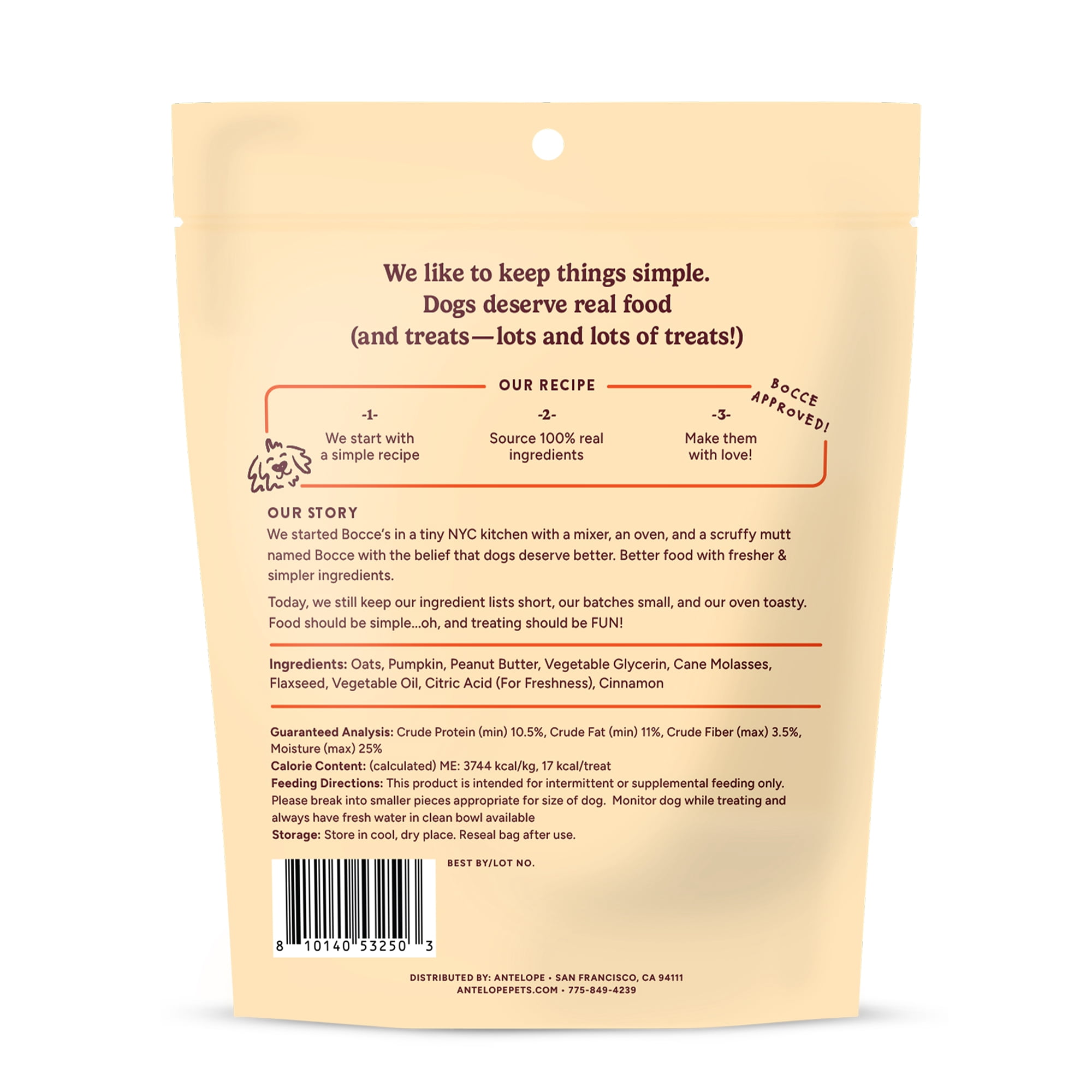 Bocce's Bakery Soft & Chewy Pumpkin Spice Latte Soft Treats for Dogs, 5oz Bag