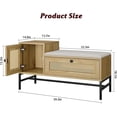 thumbnail image 2 of GAOMON Rattan Entryway Shoe Storage Bench with Linen Seat Cushion, 2 Cabinets, and Wooden Frame, 39.3" Natural Oak Shoe Bench for Hallway or Bedroom, 2 of 5