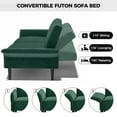 thumbnail image 5 of COPIAE 89" Futon Sofa Bed, Convertible Velvet Sleeper Sofa Tufted Futon Couch Bed with 2 Square Pillows, 2 Seater Loveseat with Adjustable Armrests Backrest for Apartment, Office, Green, 5 of 8