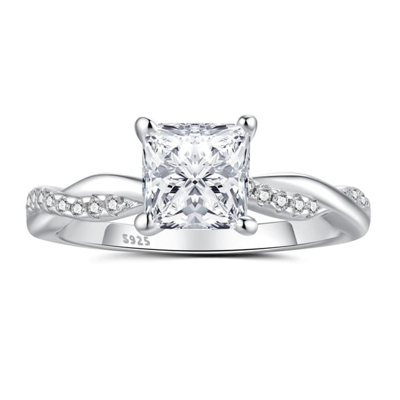 SFTING Engagement Rings for Woman 925 Sterling Silver Wedding Woman Rings 5A CZ Princess Cut Size 10