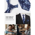 thumbnail image 7 of Blue Floral Mens Ties Classic Woven Business Necktie Pocket Square Set Wedding with Handkerchief, 7 of 7