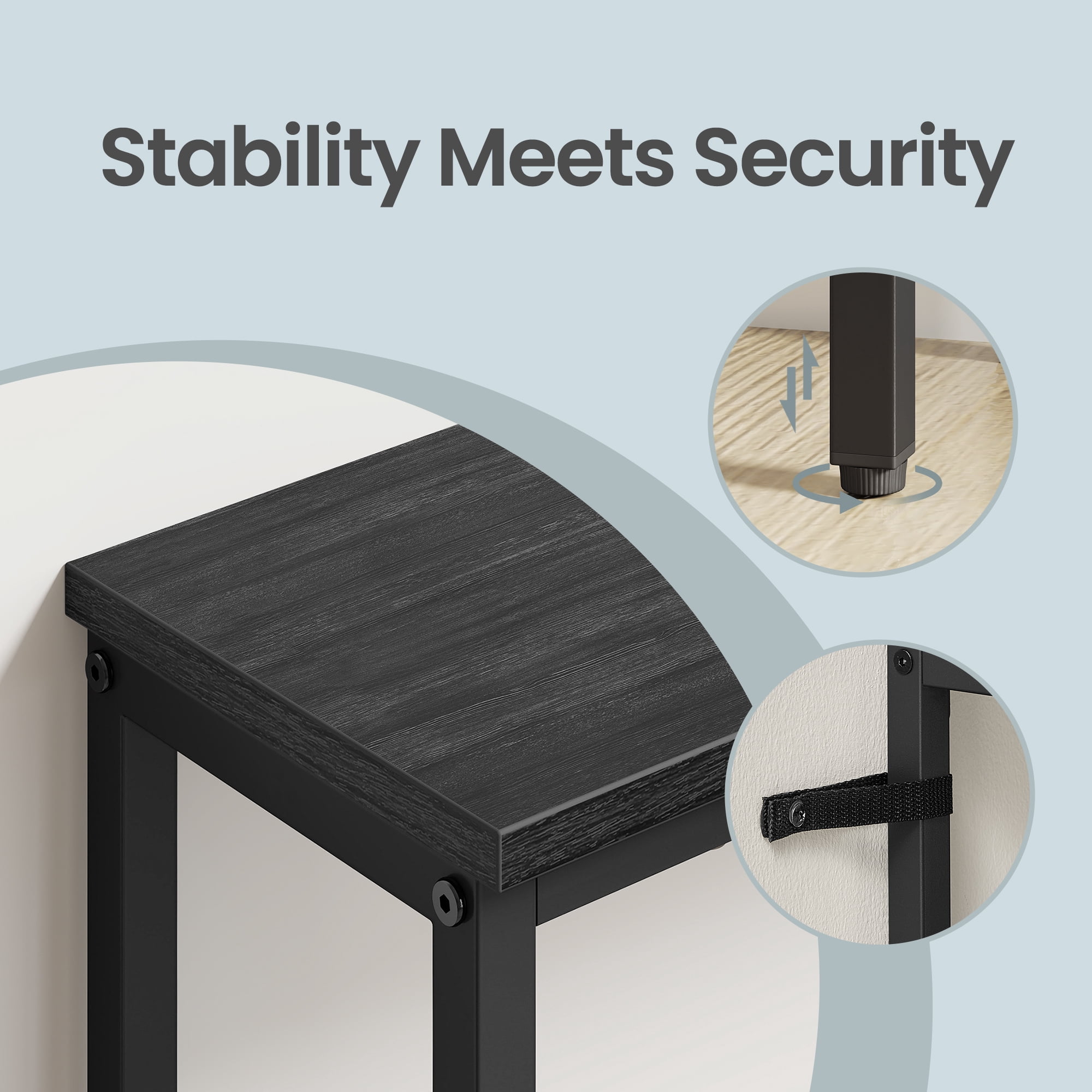 LEDREM Narrow Sofa Tables, Console Tables, Easy Assembly, for Living Room or Entryway, Black