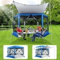 thumbnail image 5 of COBIZI 12x12 Pop up Gazebo 6-Sided Screen House Tent for Camping, Outdoor Canopy Tent with Removable Roof&Mosquito Netting, Portable Hub Tent with Carrying Bag and Ground Stakes, Blue(Upgraded), 5 of 13