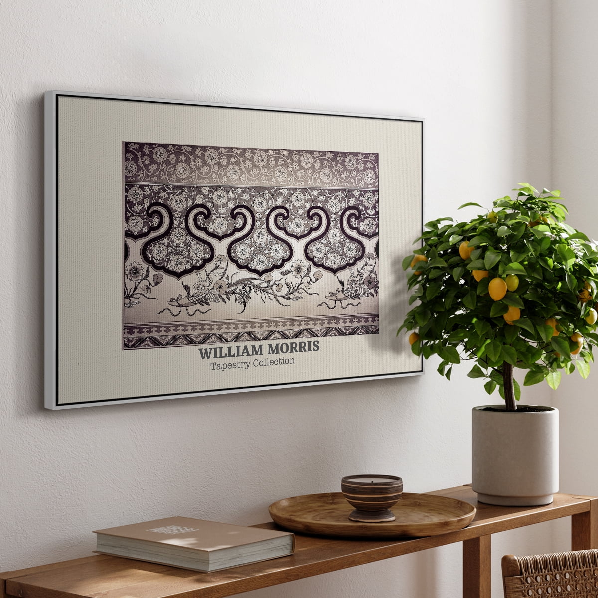 Vintage Abstract Print-XXXIII Framed in White Wood Gallery Wrapped Canvas 27 in. x 41 in.
