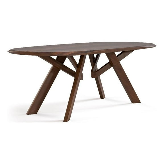 Furniture of America Pradan Solid Wood 3D Cuts Top Dining Table in Rich Walnut