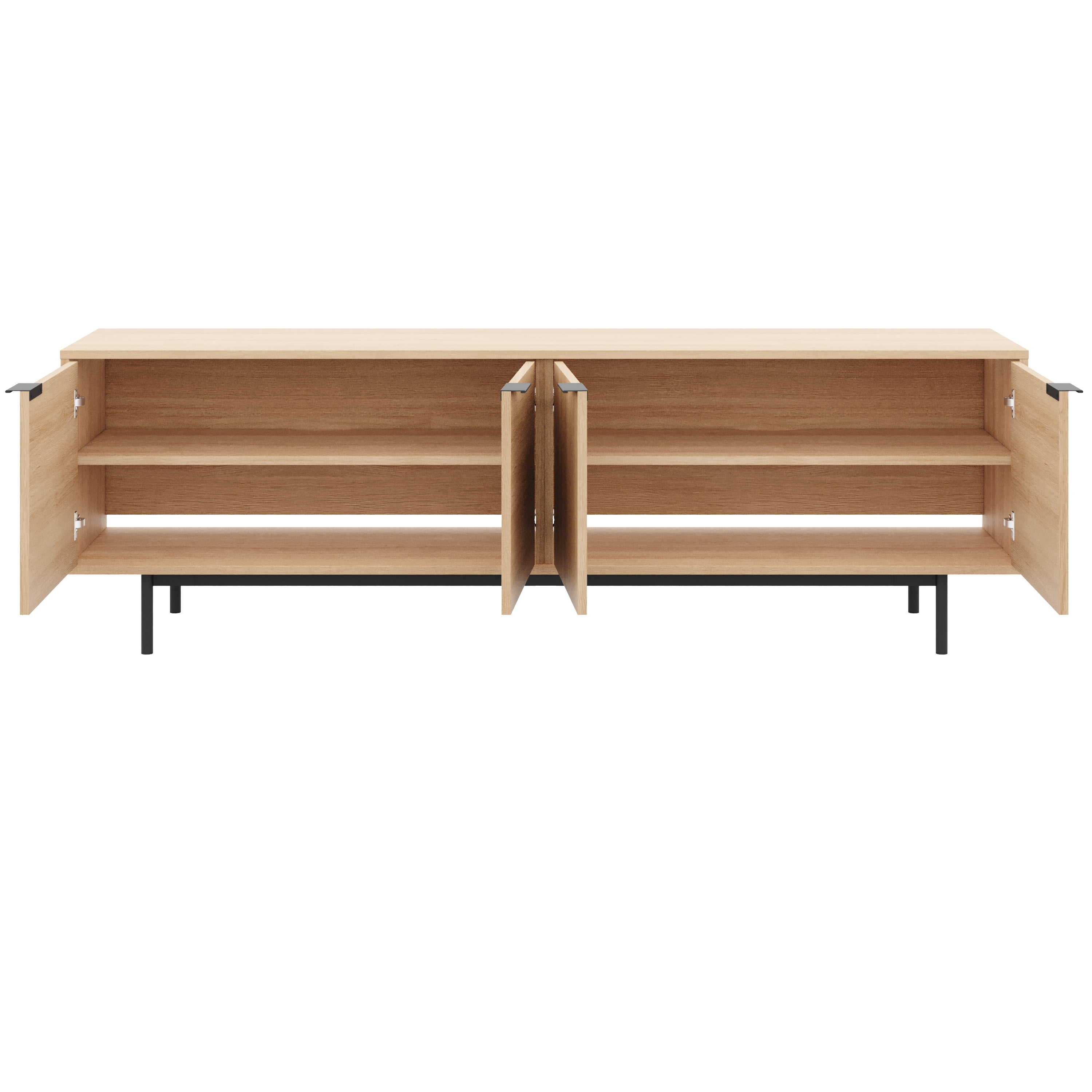 Nexera Hamilton 70 inch TV Stand with 4 Storage Cabinets, Natural Blonde Oak