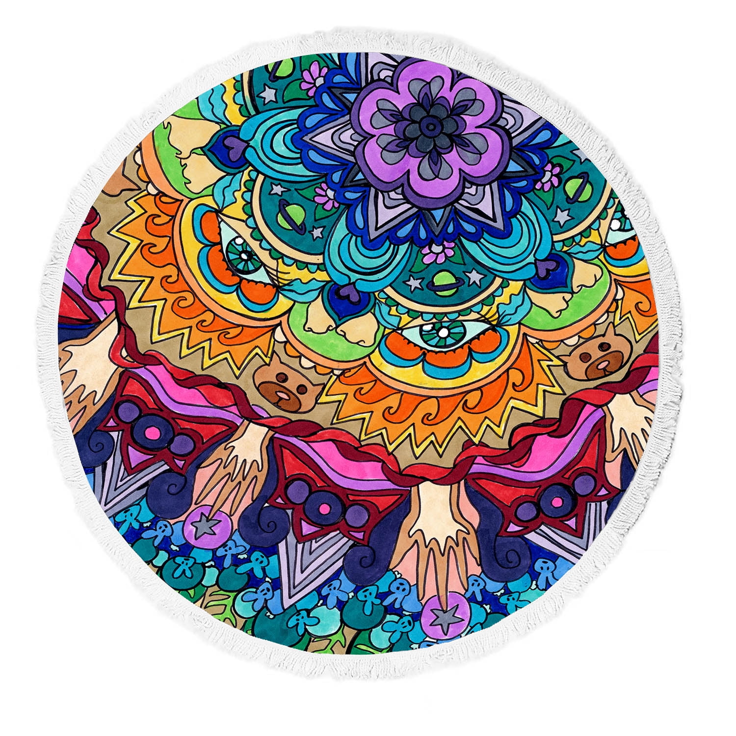 Download GCKG Beautiful Mandala Pattern Beach Towel,Beautiful Mandala Pattern Round Beach Blanket with ...
