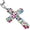Multi, variant on Fashion Alloy Multicolor CZ Religious Cross Pendant Necklace, 18"