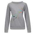 thumbnail image 5 of IROINID Réduit Womens Manches Longues Tops Col Rond Imprimé Ample Détente Couverture Chandail à Capuchon Tops, Gris, 5 of 5