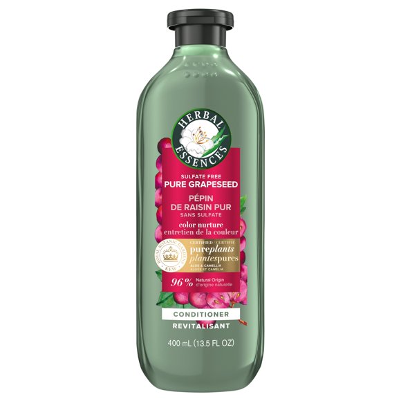 Revitalisant sans sulfate Herbal Essences, pépin de raisin pur, entretien de la couleur, protection des cheveux et entretien de la couleur, avec huile de camélia et aloès certifiés, pour tous les type