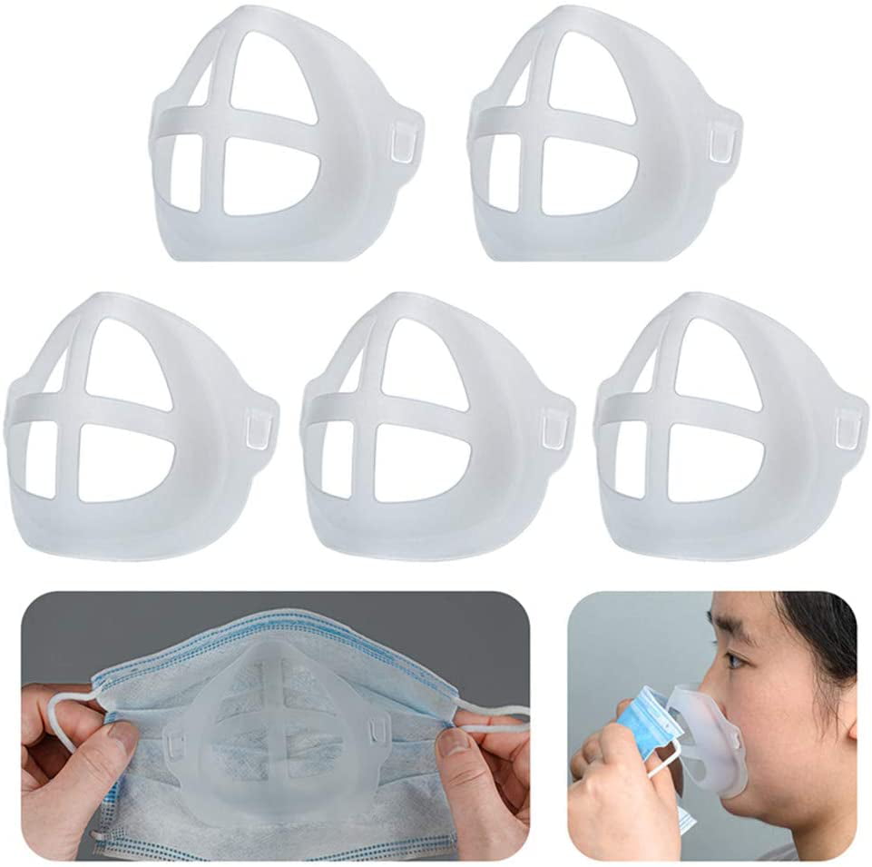 Pack of 5 Reusable Inner Support Frame Face Lipstick Protector More Space and Comfortable Silicone 3D Face Bracket