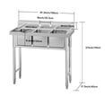 thumbnail image 3 of Yesurprise Stainless Steel Freestanding 3-Bowl Utility Sink Garage Laundry Kitchen Commercial Grade Durable, 3 of 9