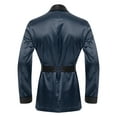 thumbnail image 4 of vastwit Mens Satin Smoking Robe Jacket Long Sleeve Kimono Bathrobe with Belt Navy Blue 3XL, 4 of 7