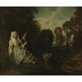 thumbnail image 3 of Jean-Antoine Watteau 17x15 Black Modern Framed Museum Art Print Titled - Evening Landscape with Spinner, 3 of 5