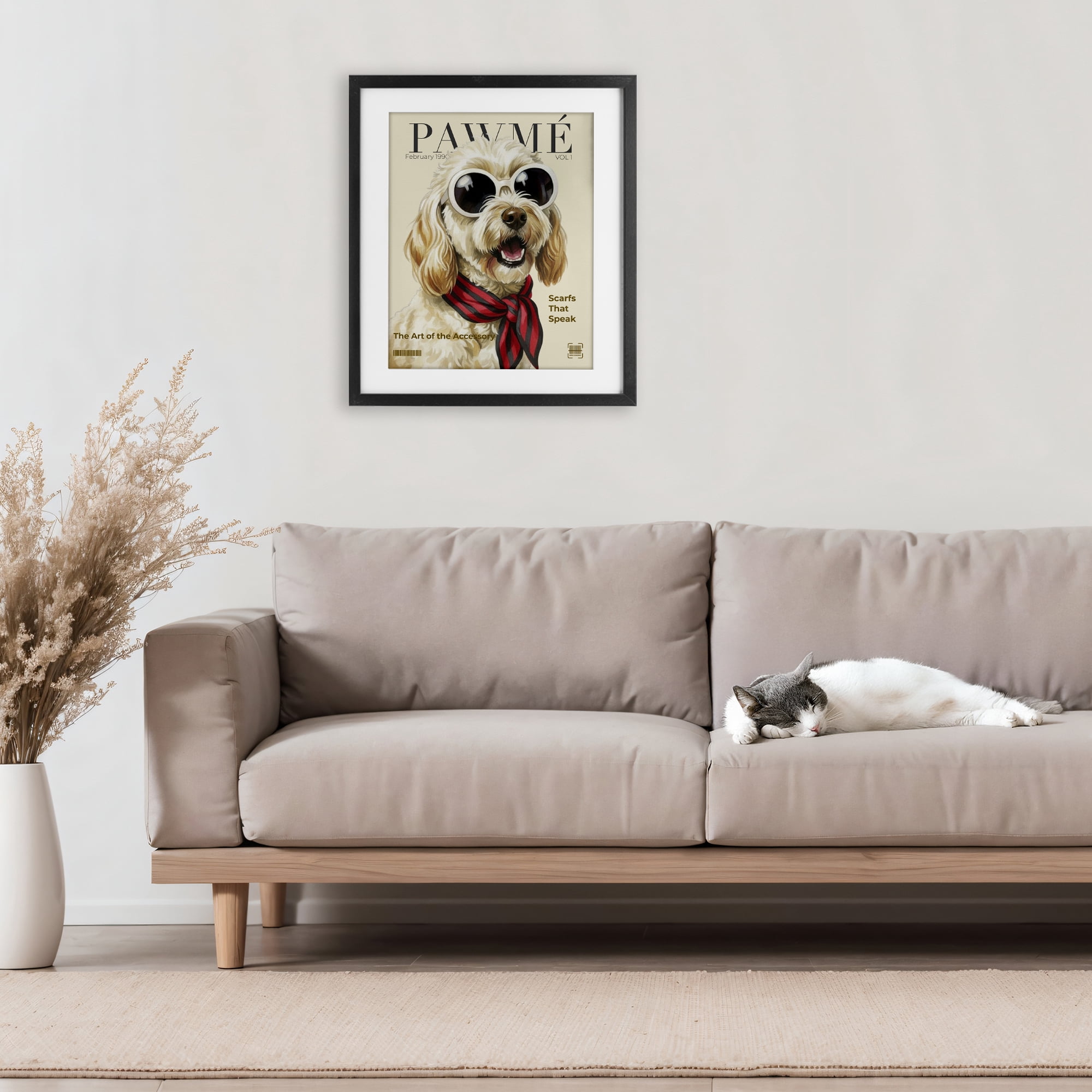Stupell Industries Pawme Dog Fashion Magazine Black Framed Print Under Glass, design by A Barefoot Stylist