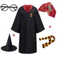 thumbnail image 3 of Capa para niños adultos, disfraz de Halloween, conjunto de sombrero, corbata y bufanda de la Escuela de Magia y Hechicería, 3 of 5