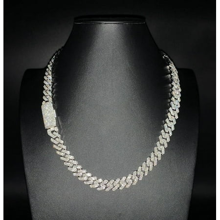 24CT DEF-VVS Moissanite Cuban Link Chain 10mm 22" 128G - Luxury