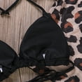 thumbnail image 6 of Douhoow 3Pcs Women Leopard Swimsuits Bikini Crop Tops+Sling Bra+Lace Up Panties, 6 of 7