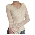 thumbnail image 3 of hirigin Women Lace Tops Autumn Casual Solid Color Slim Fit Flared Long Sleeve Ruffle Shirt Club Streetwear, 3 of 9