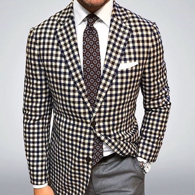 Chaqueta de traje a cuadros para hombre, corte entallado, cuello de solapa, vestido formal, fiesta, graduación, trajes casuales para hombres y niños, el mismo color que la imagen L