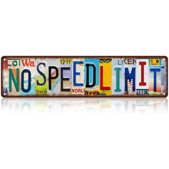 Vintage No Speed Limit Wall Decor Street Signs Home Bar Coffee Metal Tin Signs 16 x 4 Inches