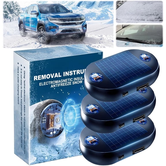 3PCS 2026 New Solar Anti-Freeze Electromagnetic Car Snow Removal Device, Car lnteference Antifreeze Instrument, Defroster for Car Windshield