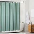 thumbnail image 7 of Microdry Water-Repellent Embossed Fabric Shower Curtain Liner Set with 12 Rust-Resistant Chrome Double Roller Hooks, 72" x 72", Aquifer (13-Piece), 7 of 7