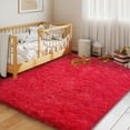 thumbnail image 5 of Janvonne Fluffy Red Area Rug for Bedroom Living Room Soft 4x6 Fuzzy Rugs Non-Shedding Indoor Plush Rug for Nursery Kids Room Dorm Room Home Decor, High Pile Shaggy Floor Carpets, 5 of 8