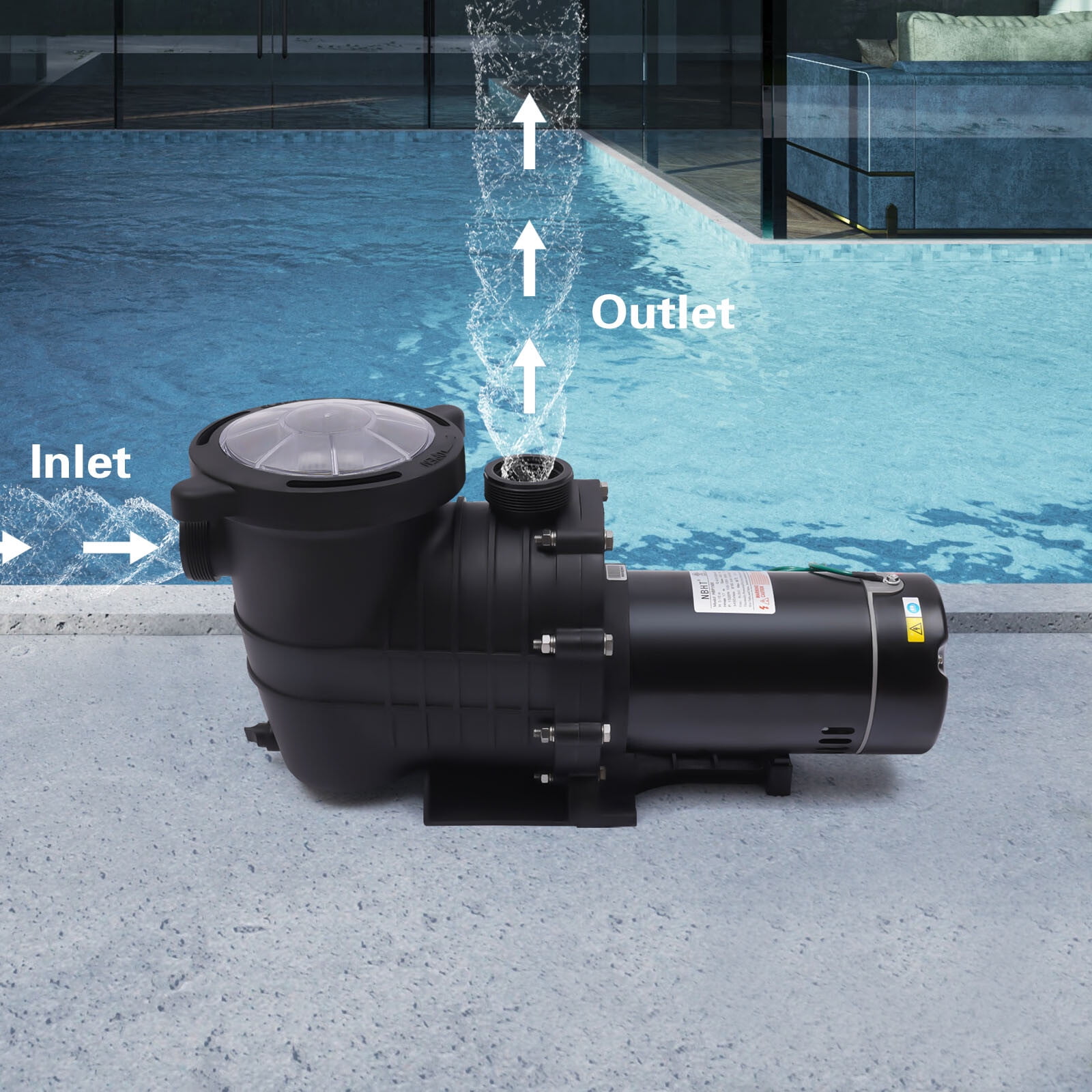 1500W, 2HP Swimming Pool Pump 3450r/Min in/Above-Ground Pools, Hot Tubs, and Spas