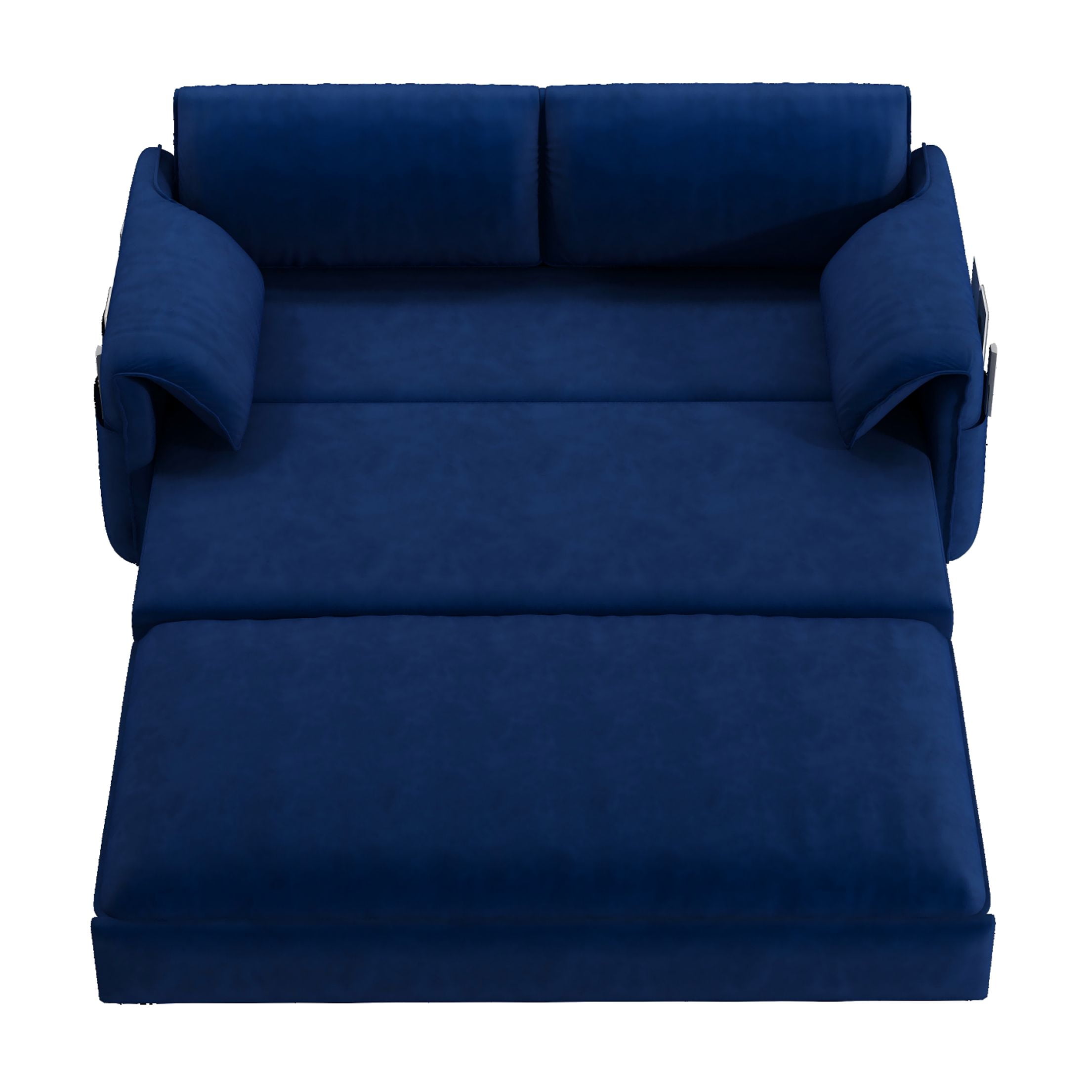 Aukfa Queen Sleeper Sofa Bed, Convertible Loveseat Pull Out Sofa Couch with Side Pockets, Blue