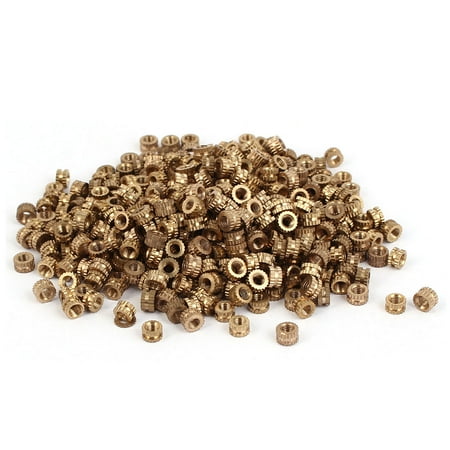 Knurled Nut Brass Unique Bargains M3 x 3mm Female Thread Brass Knurled Threaded Round Insert Embedded Nuts 500PCS ()