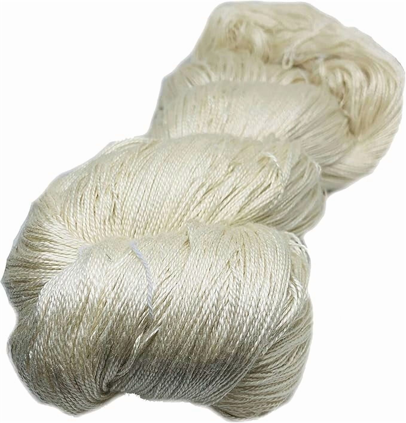 Knitsilk Silk Yarn 20/2 Undyed 100% Mulberry Silk Undyed, 100 Grams & Approx. 1,000 Yards, Spun Silk Natural Silk