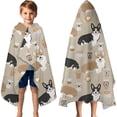 thumbnail image 3 of Cartoon Corgi and Coffee Hooded Bath Towel，60"x35" for Ages 3 To 12 Kids, Quick Dry Lightweight Soft Microfiber Hood Beach Towel Cover Up for Kids, 3 of 7