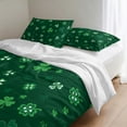 thumbnail image 4 of Queen Size 3 Pieces Duvet Cover Sets Farmhouse Green Shamrock Bedding Set,Microfiber Soft Comforter Cover with Pillow Shams,Luxury Quilt Covers for Bedroom Decor Saint Patrick's Day Style, 4 of 9