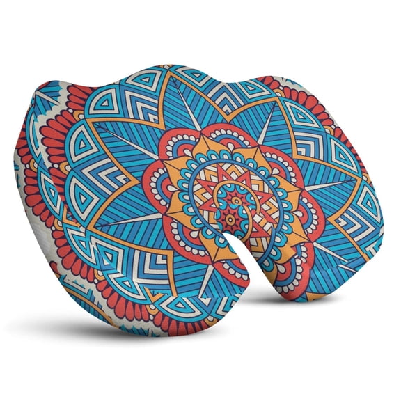 Premium Mandala Pattern Memory Foam Seat Cushion Ergonomic Chair Pad for Office Chair, Car, Airplane & Bleachers Sciatica, Tailbone Hip & Back Pain Relief - Chair Cushion for Long Office Workers.