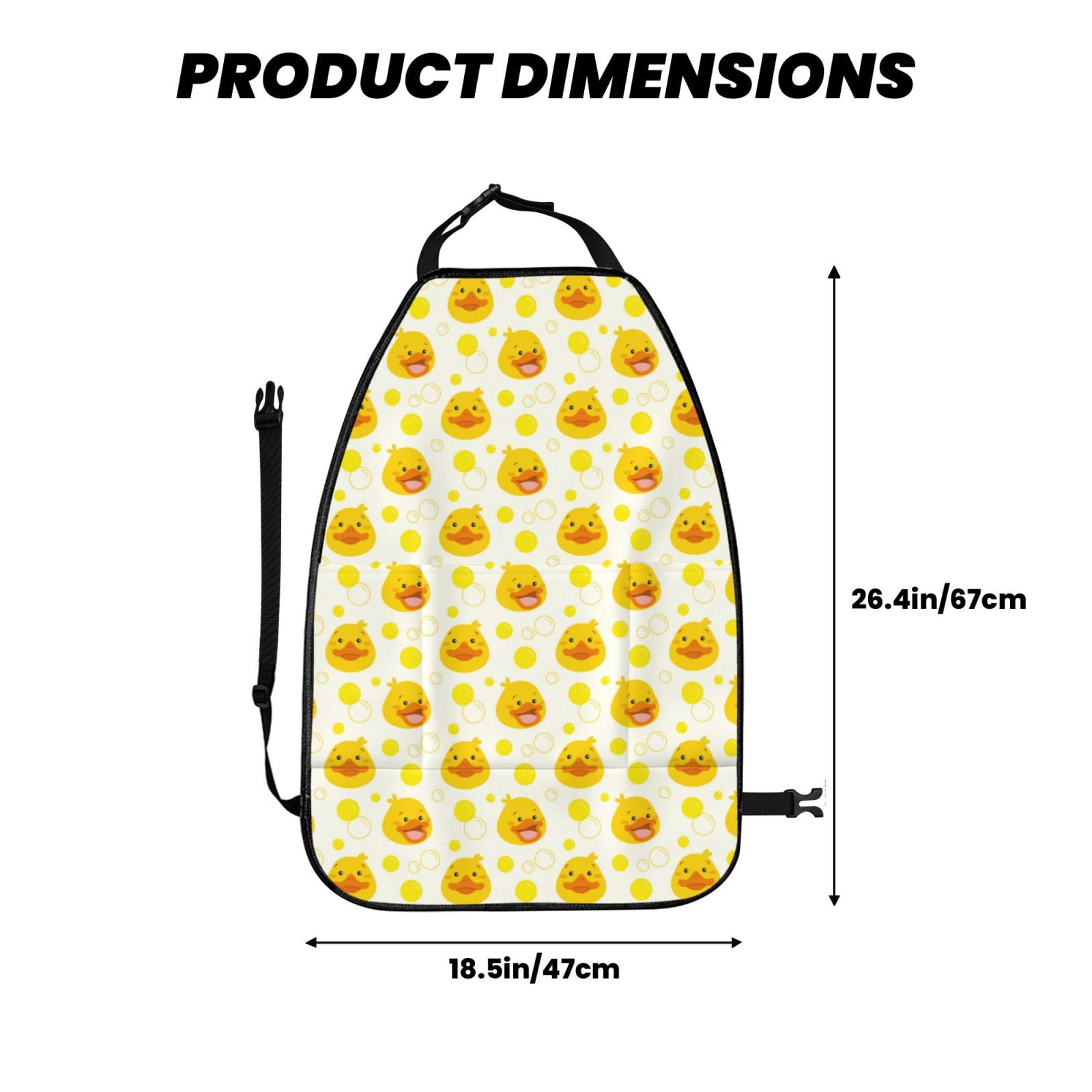 Xecao Ducky Cartoon Pattern Car Seat Back Protector 2 Pack Large Capacity Pocket, Kick Mats Back Seat Protector