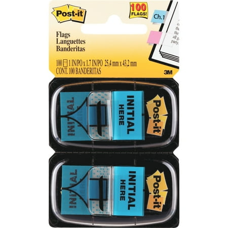 UPC: 0021200471827 | Post-It Message Flags   Initial Here   Blue  1 in. Wide  50/Dispenser  2 Dispensers/Pack