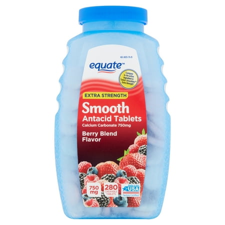 Equate Extra Strength Berry Blend Smooth Antacid Chewable Tablets, 750 mg, 280 Count