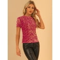 thumbnail image 4 of Blusa de fiesta Allegra K con lentejuelas de terciopelo Rosa Caliente M, 4 of 6