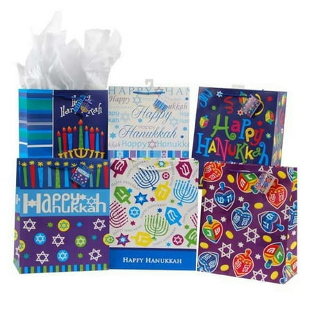 Eros F01-HK02L Hanukkah Large Gift Bag, 6 Designs Assorted - Pack of 120