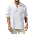 thumbnail image 2 of Mens V Neck Shirts Lightweight Long Sleeve Tshirts Shirt Casual Solid Color Pullover Breathable Basic Loungewear Beach T-Shirts Tops, 2 of 8